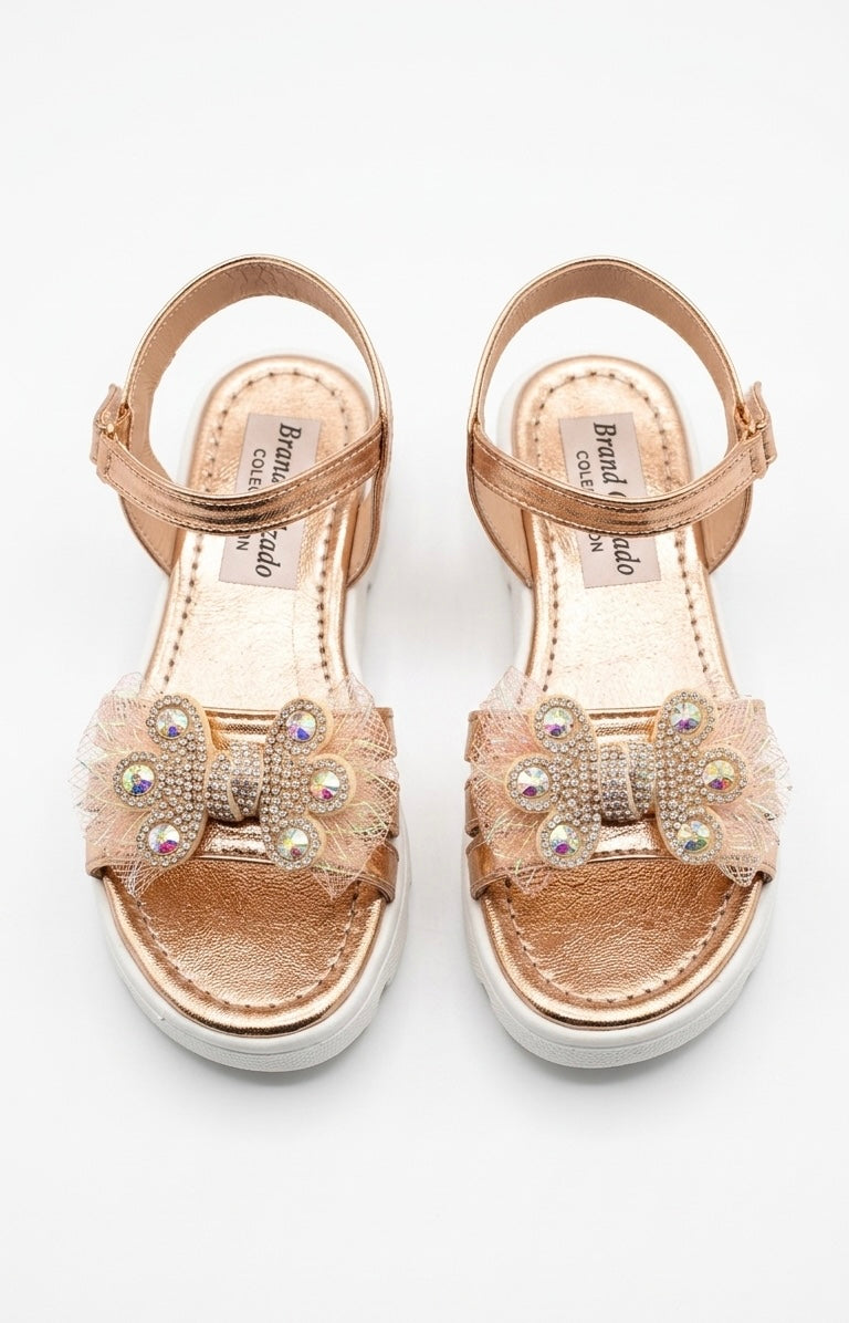 Huarache Sandalia Doradas Niña