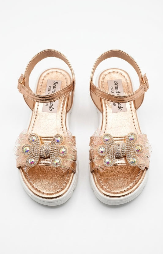 Huarache Sandalia Doradas Niña